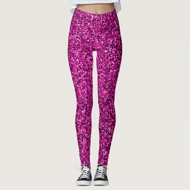 Hot pink  Sequin bling Leggings (Front)