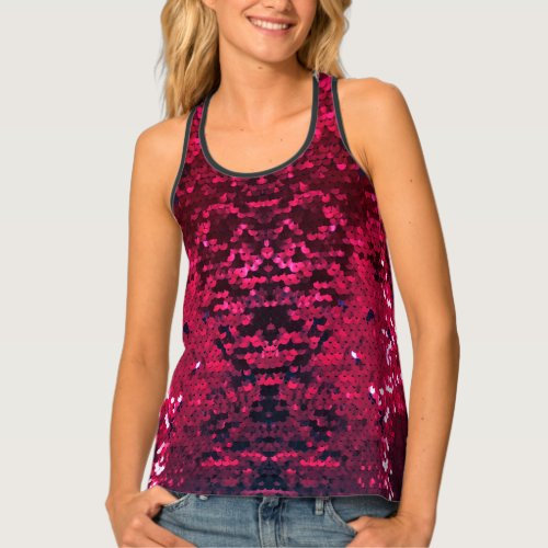 Hot Pink Sequin Simulated Tank Top