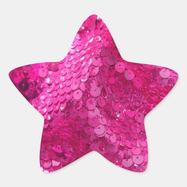 Hot Pink Sequin  Star Sticker (Front)