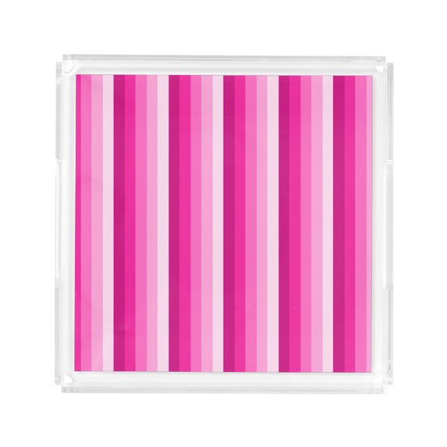 Hot pink shadow stripes acrylic tray (Front)