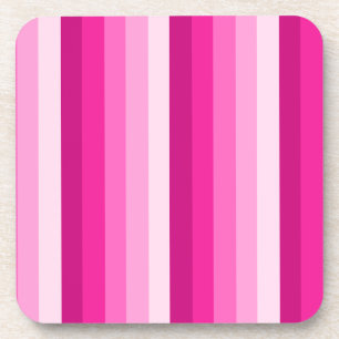 Hot pink shadow stripes beverage coaster