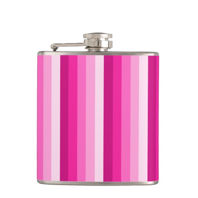 Hot pink shadow stripes flask (Front)