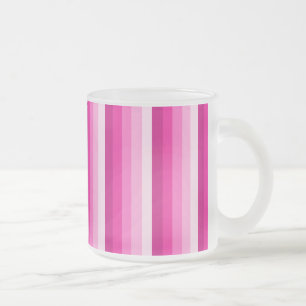 Hot pink shadow stripes frosted glass coffee mug