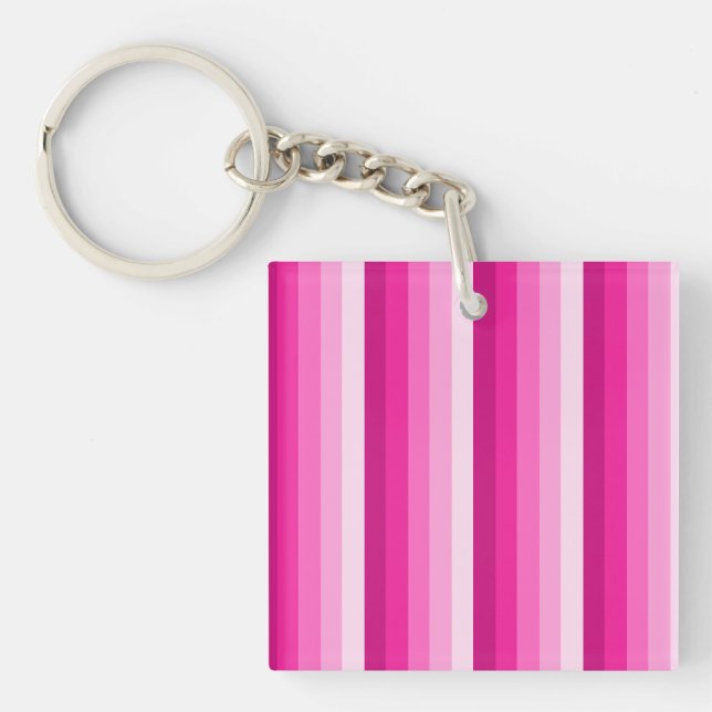 Hot pink shadow stripes keychain (Front)