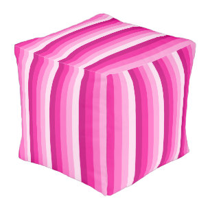 Hot pink shadow stripes pouf