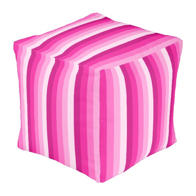 Hot pink shadow stripes pouf (Angled Front)