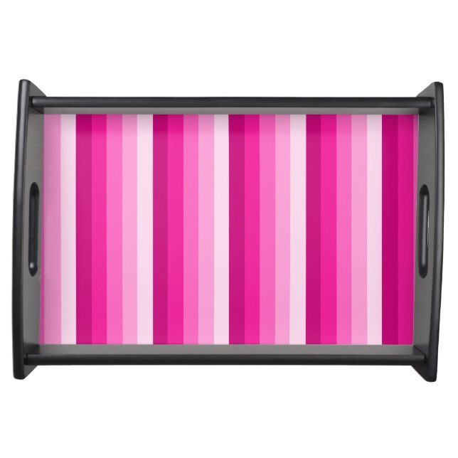 Hot pink shadow stripes serving tray (Front)