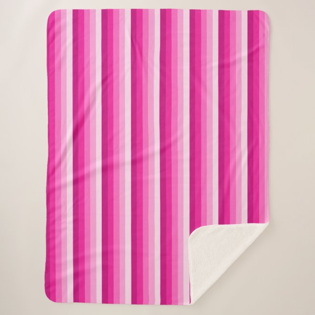 Hot pink shadow stripes sherpa blanket (Front)