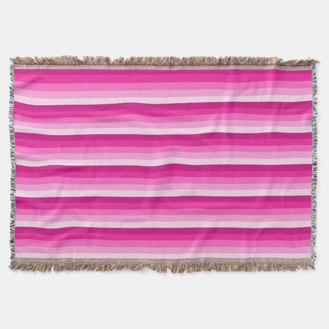 Hot pink shadow stripes throw blanket (Front)