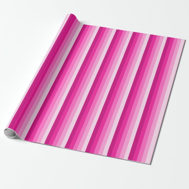 Hot pink shadow stripes wrapping paper (Unrolled)