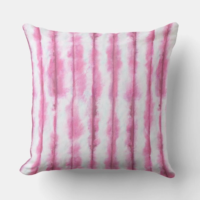 Hot Pink Shibori Designer Decor Throw Pillow (Front)