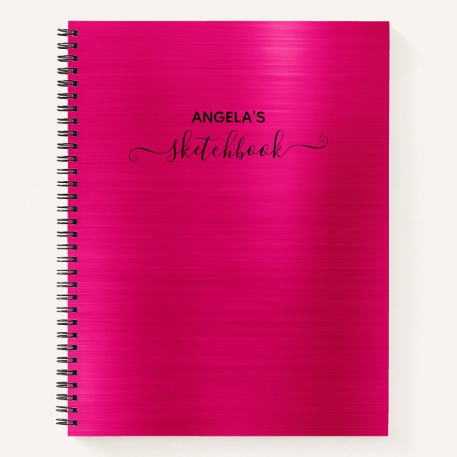 Hot Pink Shimmer Ombre Foil Sketch Notebook (Front)