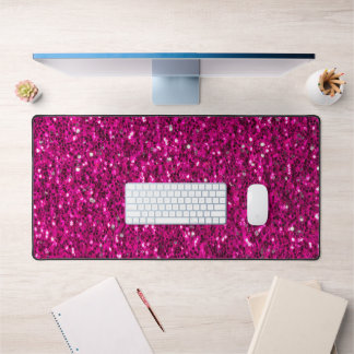 Hot pink shiny glitter sparkles desk mat