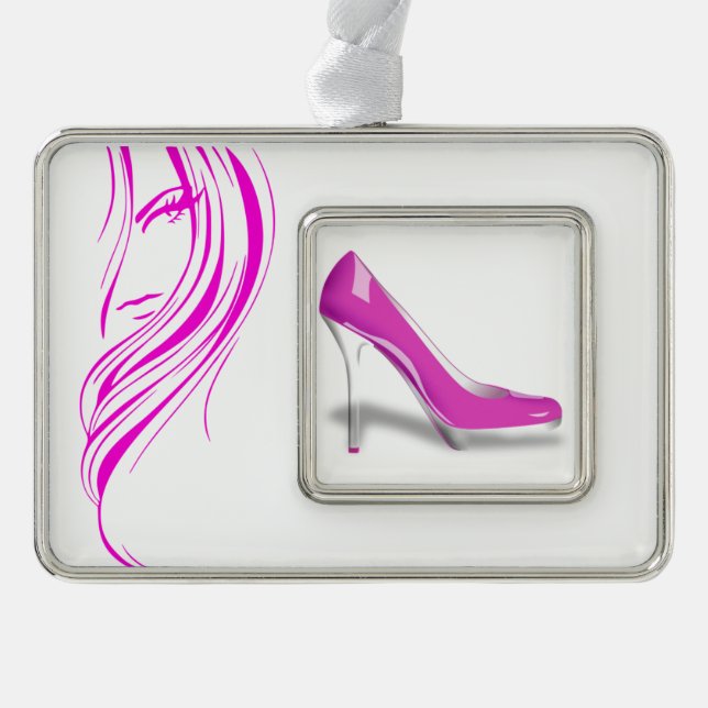 Hot Pink Shoe Fashion Girl Ornament (Front)