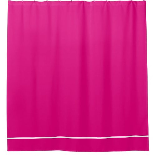 Hot Pink shower curtain with white line border