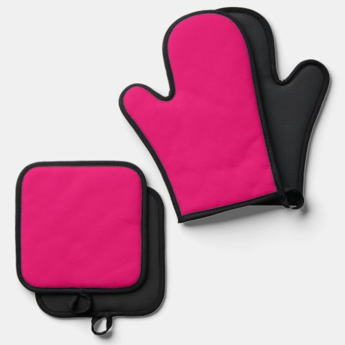 Hot Pink silicone oven mitts pot holder sets Oven Mitt  Pot Holder Set