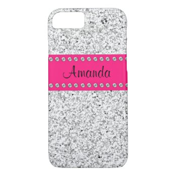 Hot Pink & Silver Glitter Bling Iphone 7 Case by brookechanel at Zazzle