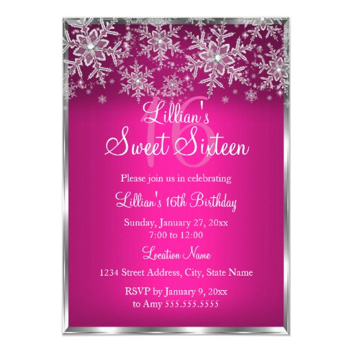 Pink Snowflake Invitations 10