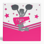 Hot Pink & Silver Stars Cheer Cheer-leading Girls Binder (Front)