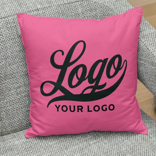 Hot Pink Simple Business logo Company brand event Throw Pillow