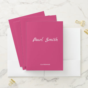Hot pink simple business pocket folder