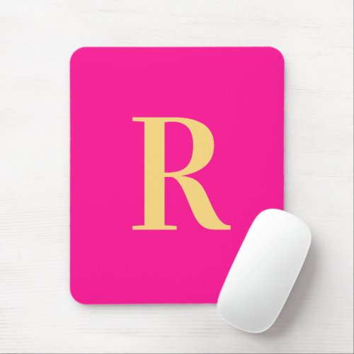 Hot Pink Simple Modern Monogram Mouse Pad