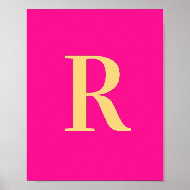 Hot Pink Simple Monogram Poster (Front)