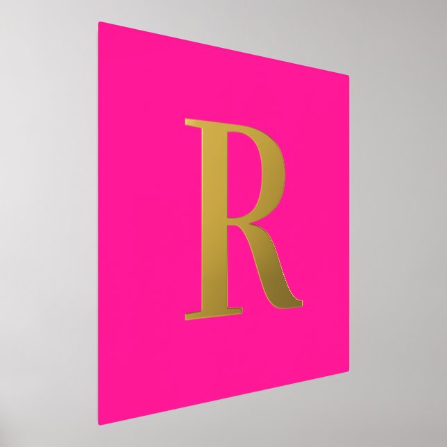 Hot Pink Simple Monogram Real Gold Foil Prints (Laydown)