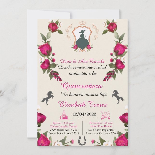 Hot Pink Simplicity invitation, Charro Western (Front)