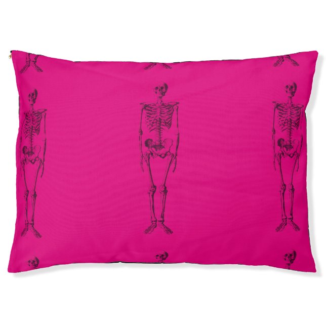 hot pink skeleton dog bed (Front)