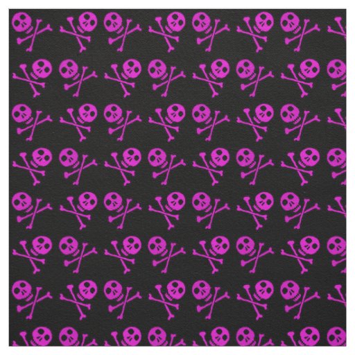 Hot Pink Skull Pattern Fabric