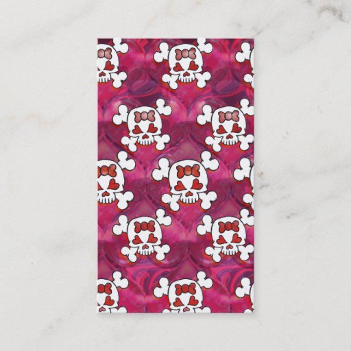Customizable Hot Pink Skulls and Hearts Business Card Templates