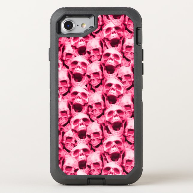 Hot Pink Skulls Otterbox iPhone Case (Back)