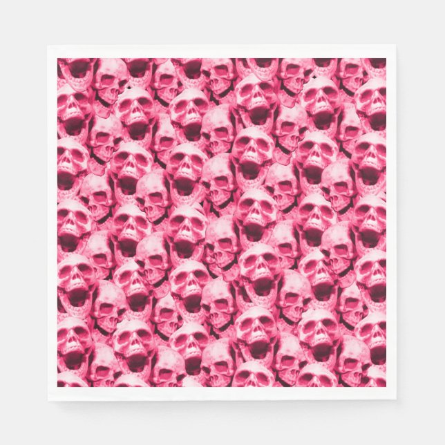 Hot Pink Skulls Paper Napkins (Front)