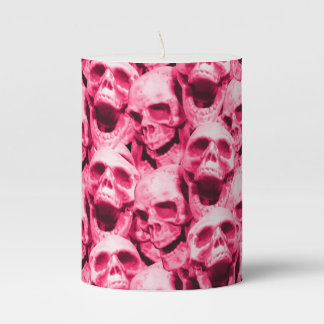 Hot Pink Skulls Pillar Candle