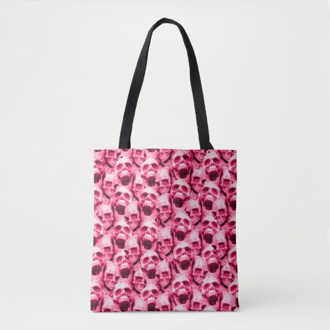 Hot Pink Skulls Tote Bag (Front)