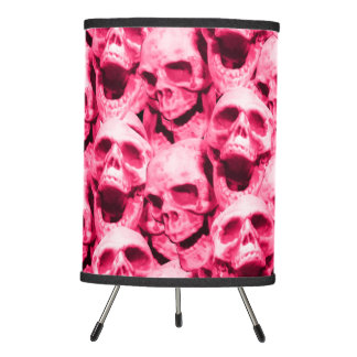 Hot Pink Skulls Tripod Lamp