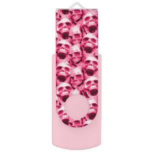 Hot Pink Skulls USB Flash Drive
