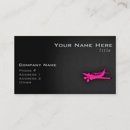 Customizable Hot Pink Small Plane Business Cards