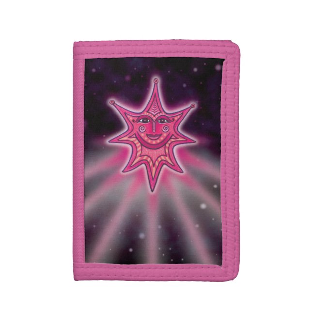Hot Pink Smiling Star Wallet (Front Vertical)