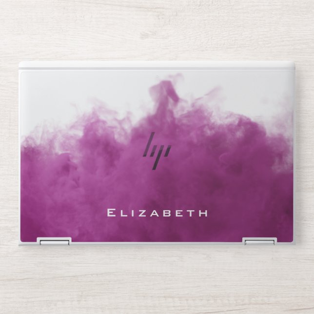 hot pink smoke effect modern monogram HP laptop skin (Front)