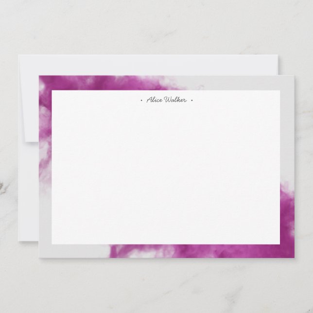 hot pink smoke effect monogram note card (Front)