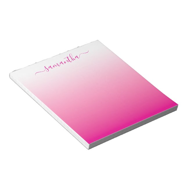 Hot Pink Smooth Gradient Girly Signature Notepad (Angled)