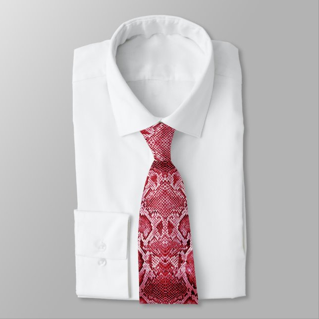 Hot Pink Snake print Neck Tie (Tied)