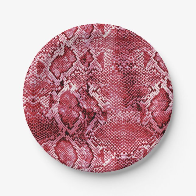 Hot Pink Snake print Paper Plates (Front)