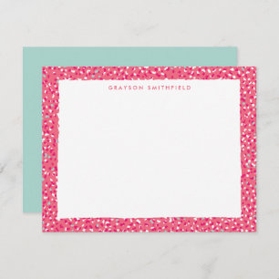 Hot Pink Snow Leopard Print Personal Stationery Invitation