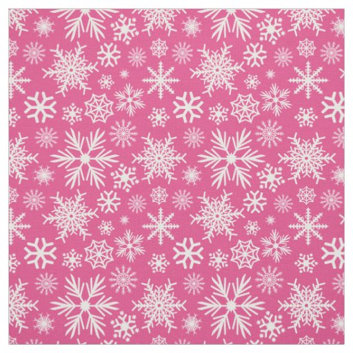 Hot Pink Snowflake Christmas Fabric