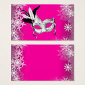 Hot Pink Snowflake Masquerade Party Cards (Front & Back)