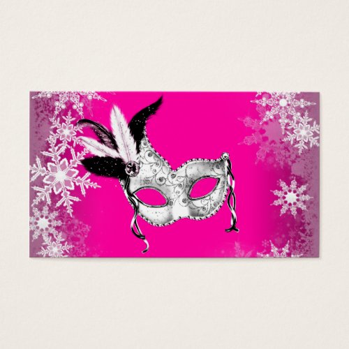 Hot Pink Snowflake Masquerade Party Cards Business Card Templates