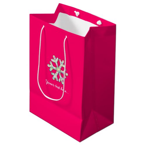 Hot Pink Snowflake Pink Christmas Medium Gift Bag